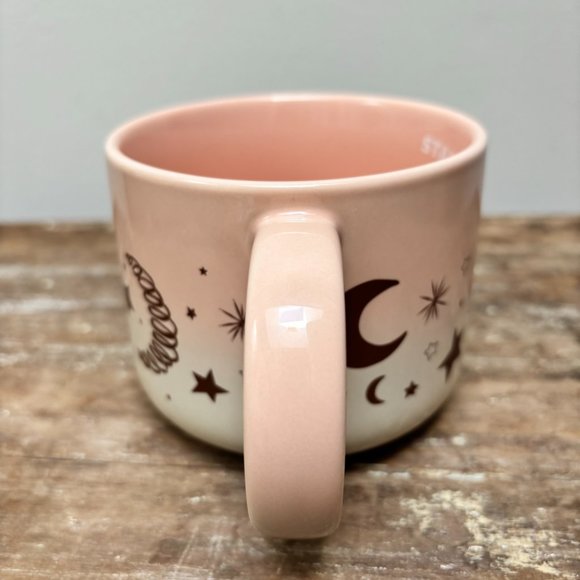 Starbucks 2023 Pink & White Gradient Rose Gold Stars & Moon Ceramic Mug 14 oz - Picture 3 of 7